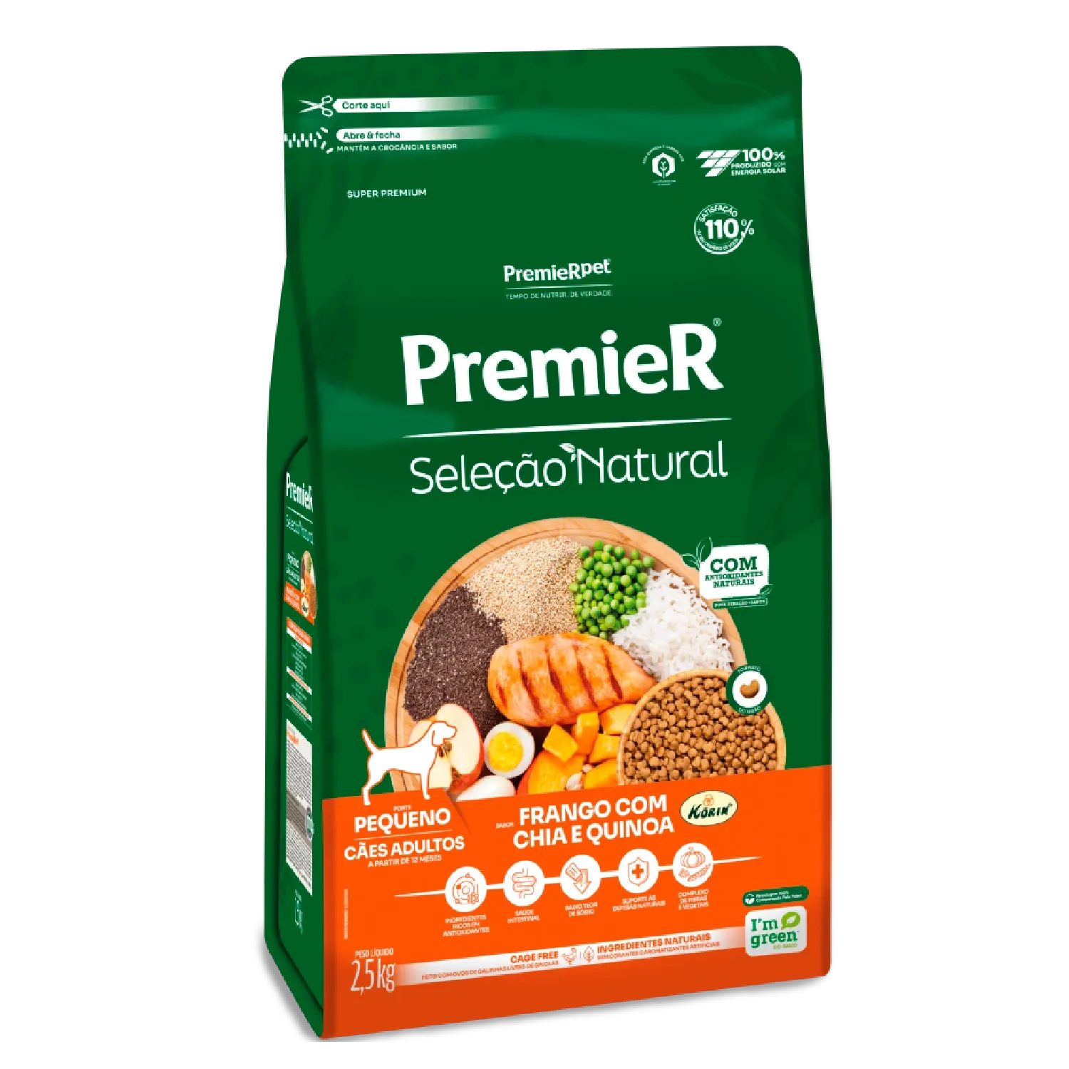 Ração Premier Seleção Natural Cães Adultos Pequeno Porte Frango com Chia e Quinoa